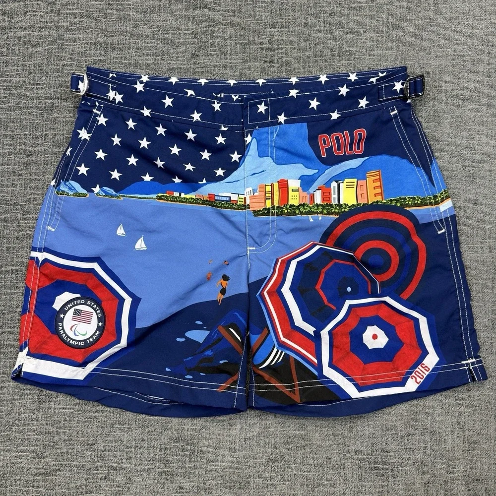 Polo Ralph Lauren Team USA 2016 Rio Olympic Paralympic Swimtrunks‎ Men's 30 NWT